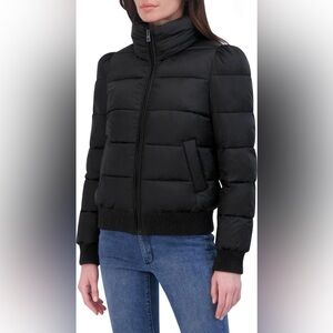 Tahari Cole Quilted Puffer jacket Sz Large Black